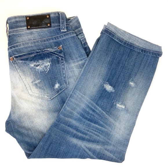 Buckle Fit 256 Cropped Faded Destructed Jeans 28 - Picture 3 of 9